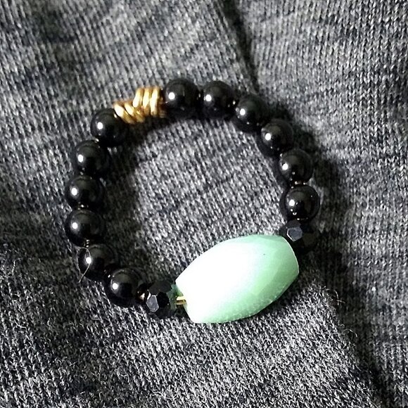 🍂🍁🍃 3/$25!!! Faceted Mint Green Crystal + Stone Beads - Size 7.75 - Picture 5 of 8